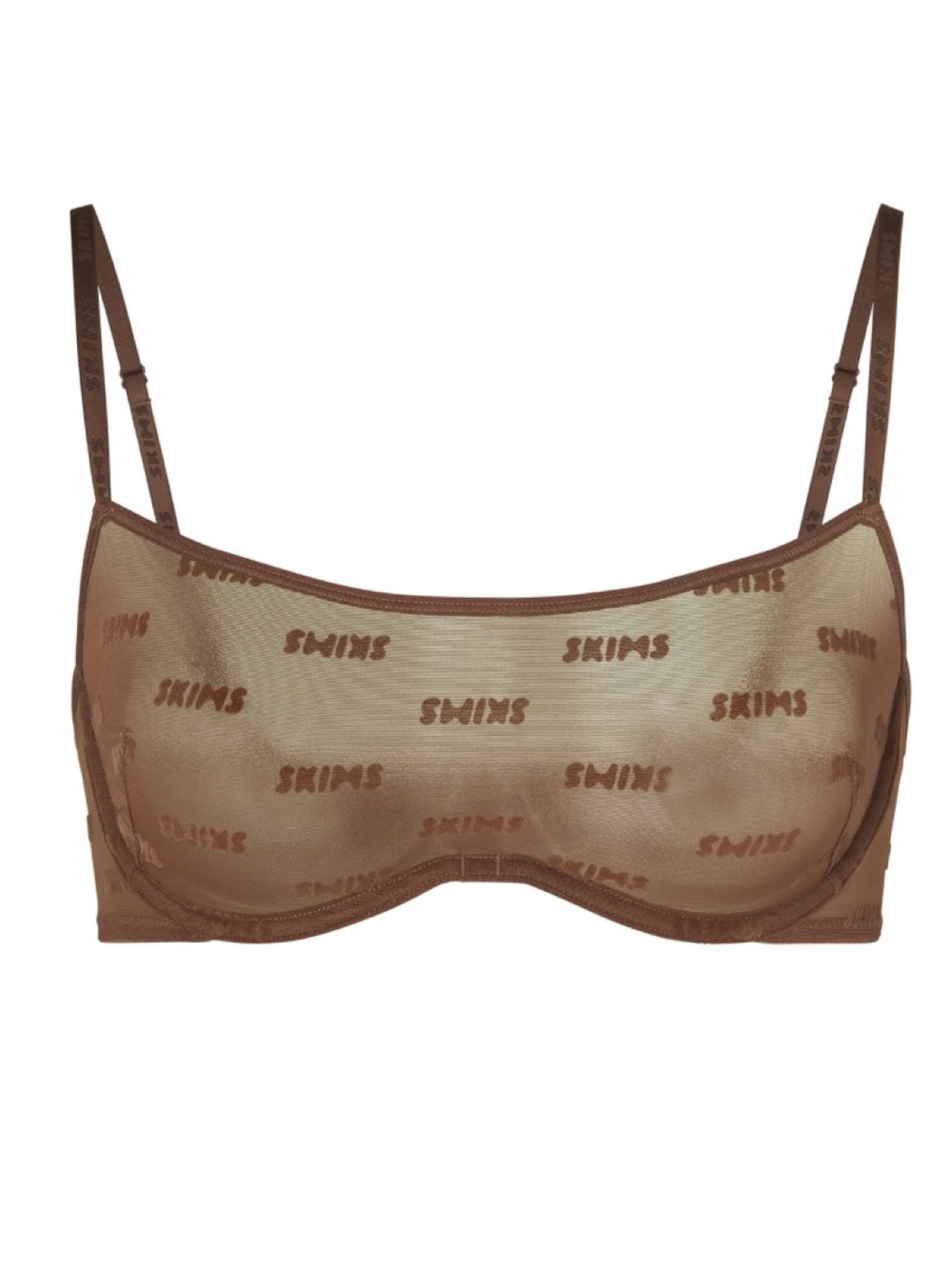 SKIMS Brown Sheer Logo Balconette Bra